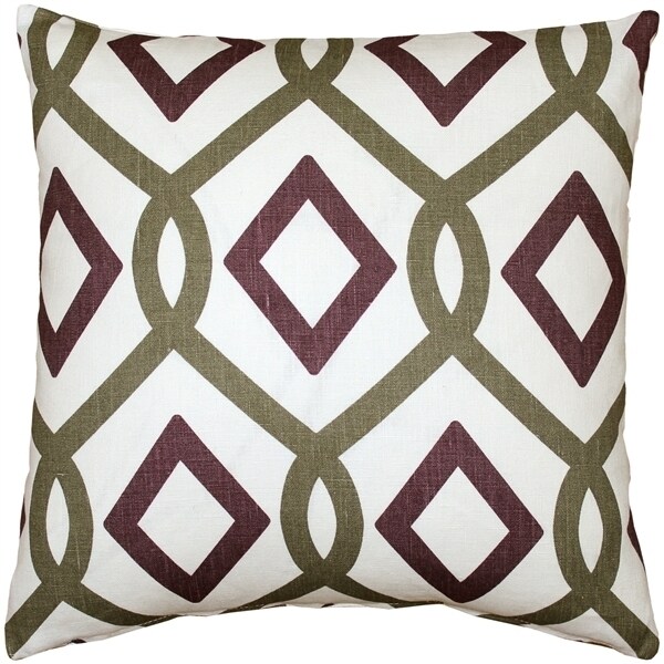 Pillow Decor - Tuscany Linen Sage Diamond Chain Throw Pillow 18x18