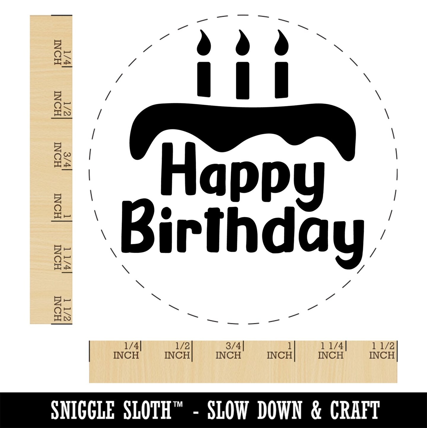 Happy Birthday with Cake Self-Inking Rubber Stamp Ink Stamper for Stamping Crafting Planners