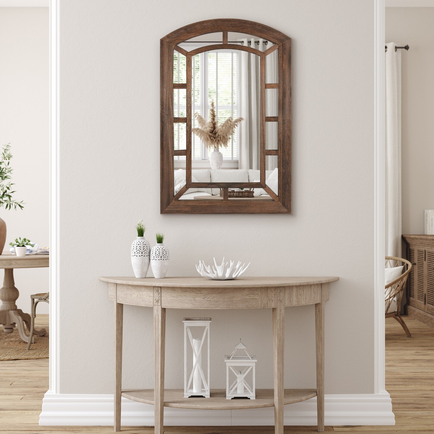 Americanflat Mirror in Natural Sycamore - Irregular Wall Mirror for Bathroom, Living Room, Entryway Hall, and Decorative Mirror for Bedroom