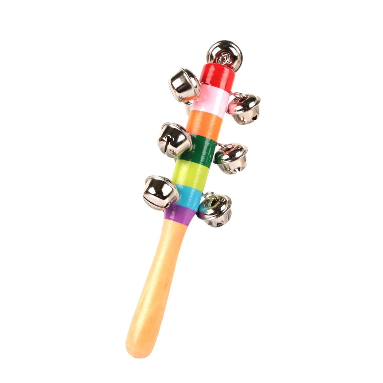 SKUSHOPS Rainbow Color Wooden Handbell Pram Rattle