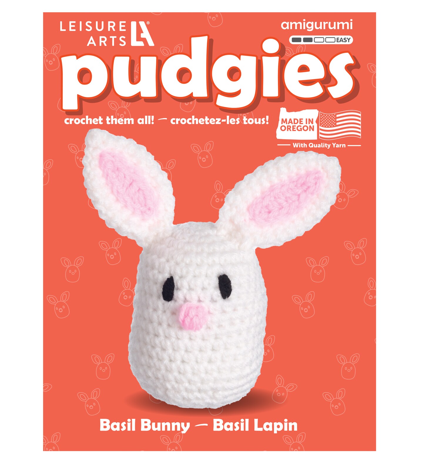 Leisure Arts - Crochet Kit, Pudgies Basil The Bunny, 3&#x22;, Crochet Kit For Beginners, Complete Kit, Animal Kits, Animal Diy Amigurumi Kits