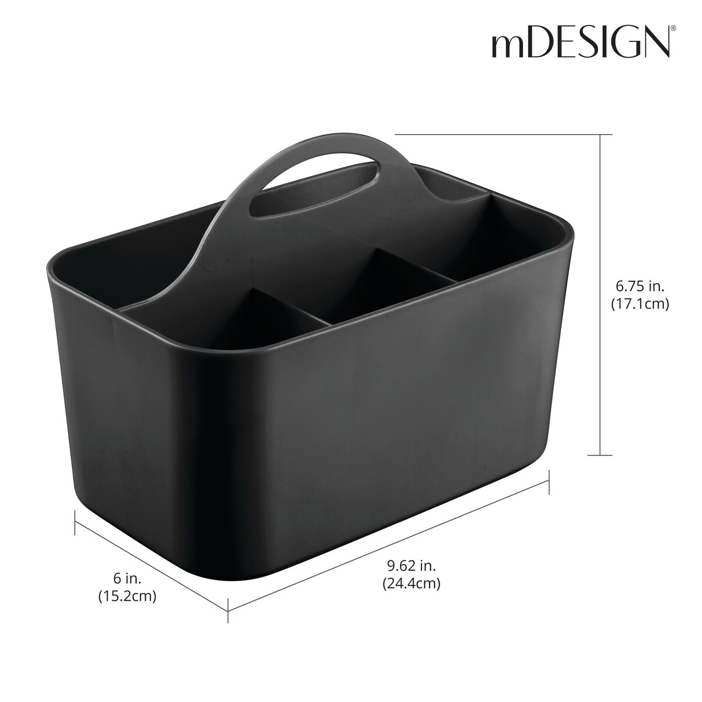 mDesign Plastic Shower Caddy Storage Organizer Basket with Handle