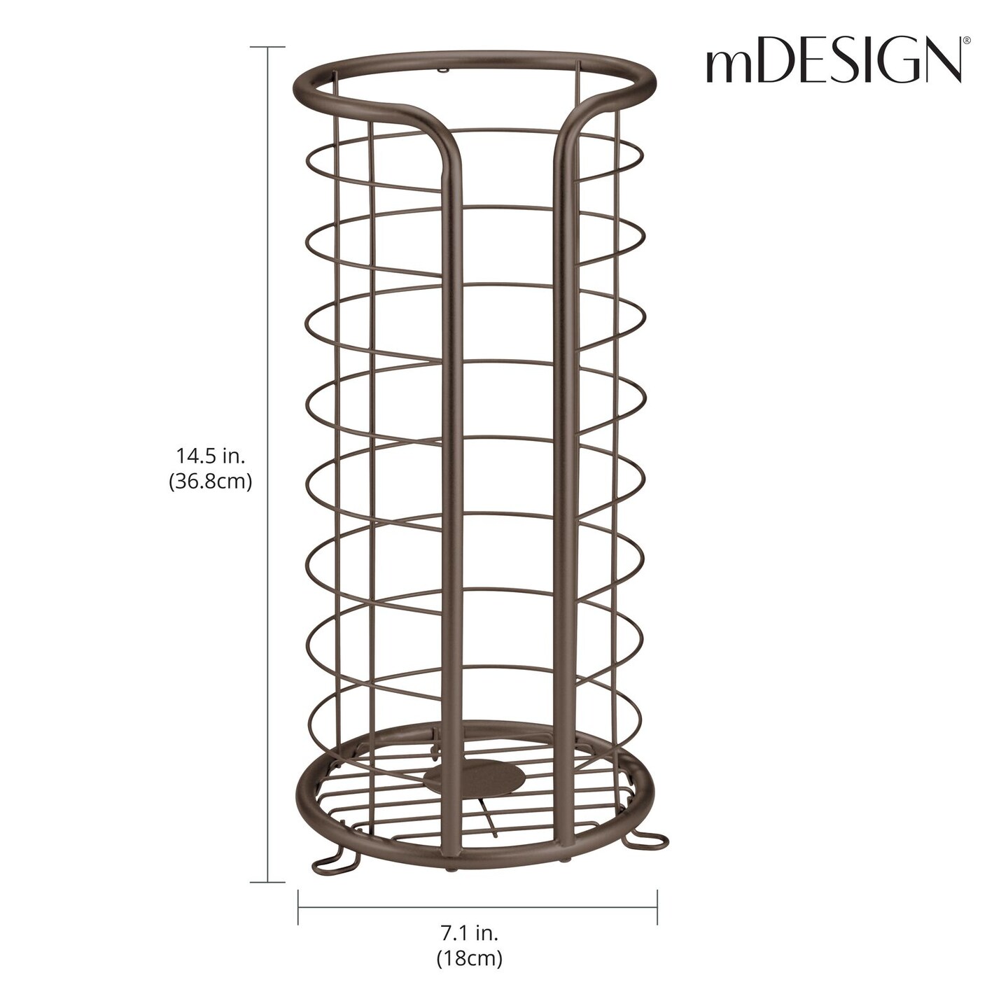 mDesign Metal Toilet Paper Holder Stand, Freestanding 3 Roll Reserve