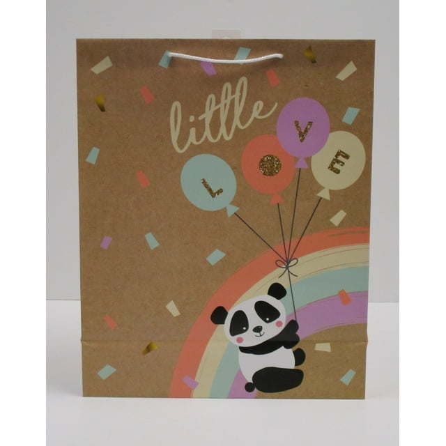 Way to Celebrate Baby All Occasion Extra Large Brown Paper Gift Bag Panda Rainbow