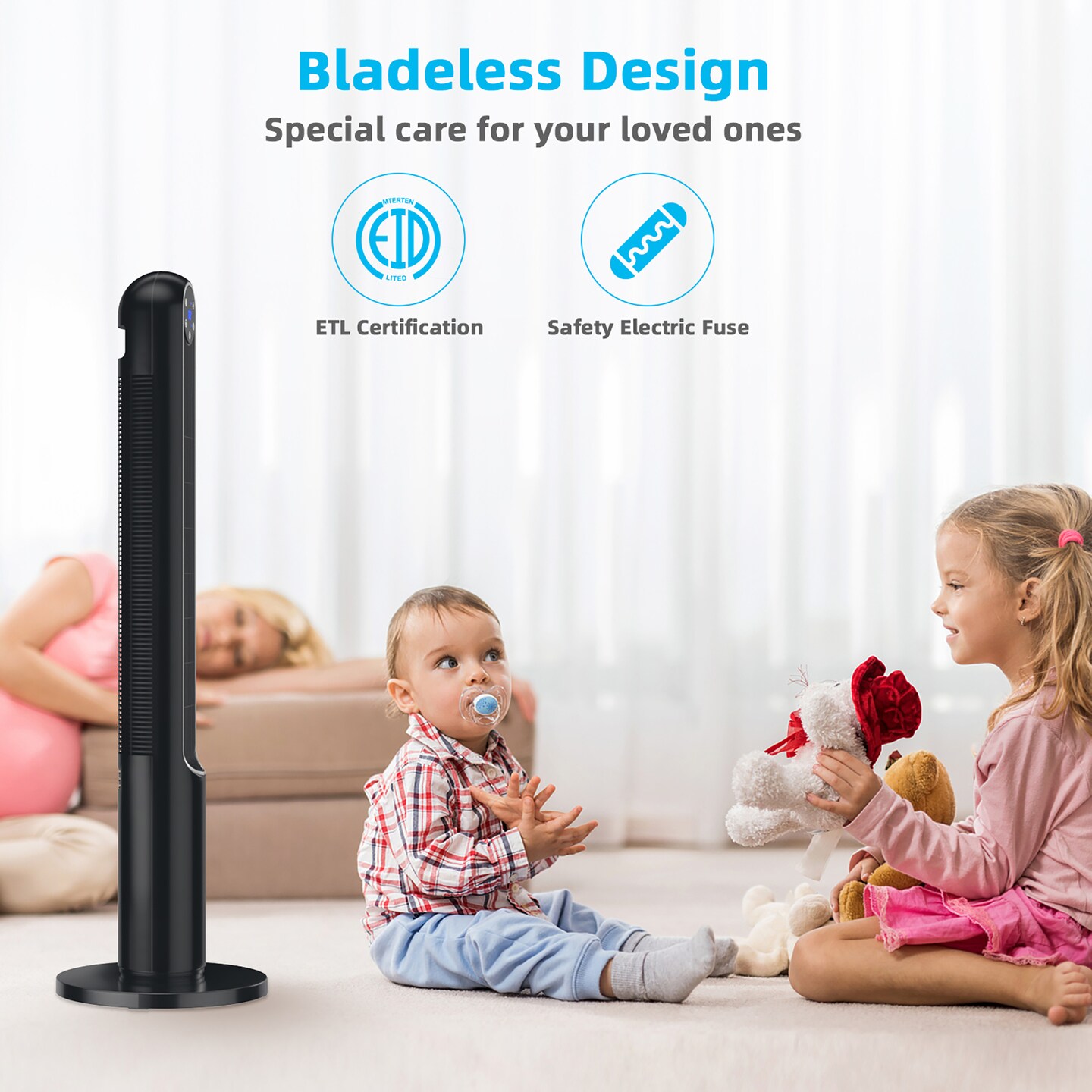 Costway 42&#x27;&#x27; Tower Fan Smart Display Panel 12H Timer 80 Degree Oscillating Fan with Remote White/Black