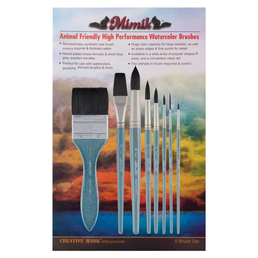 Creative Mark Mimik Synthetic Squirrel Hair Watercolor Brushes - Animal-Friendly, Synthetic Hair Brushes for Painting & Crafts