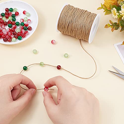 100 Yards 1mm Waxed Cotton Cord Thread Beading String for Bracelet Necklace Making Crafting Beading Macrame Vase Decor, Burlywood