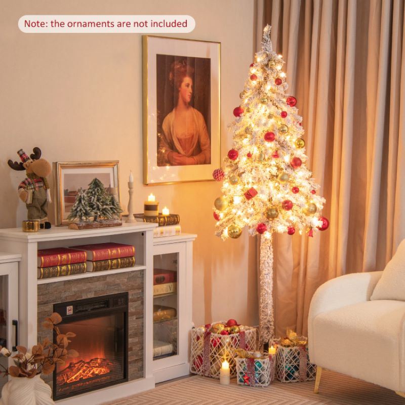 Indoor Artificial 6 Feet Pre-Lit Slim Pencil Christmas Tree