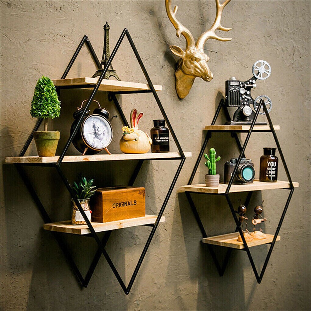 Vintage Floating Shelves Rustic Wooden Wall Shelf Display Storage.