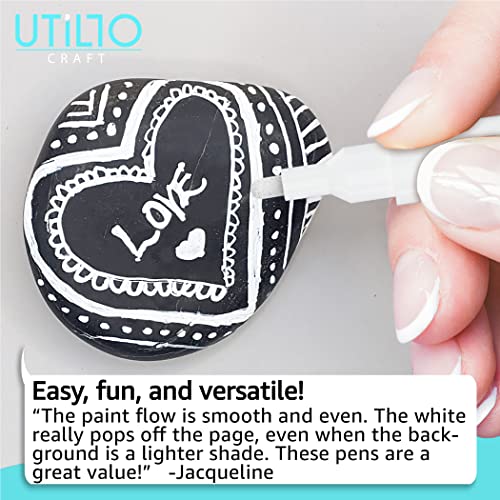 8 Pack White Paint Marker 2-3mm Medium Tip - Perfect for Fabrics and Touch-Ups! | Bold Color+100% Coverage | For Stone, Wood, Glass, Canvas, Metal, etc. | White Paint Pens | White Acrylic Paint Pens