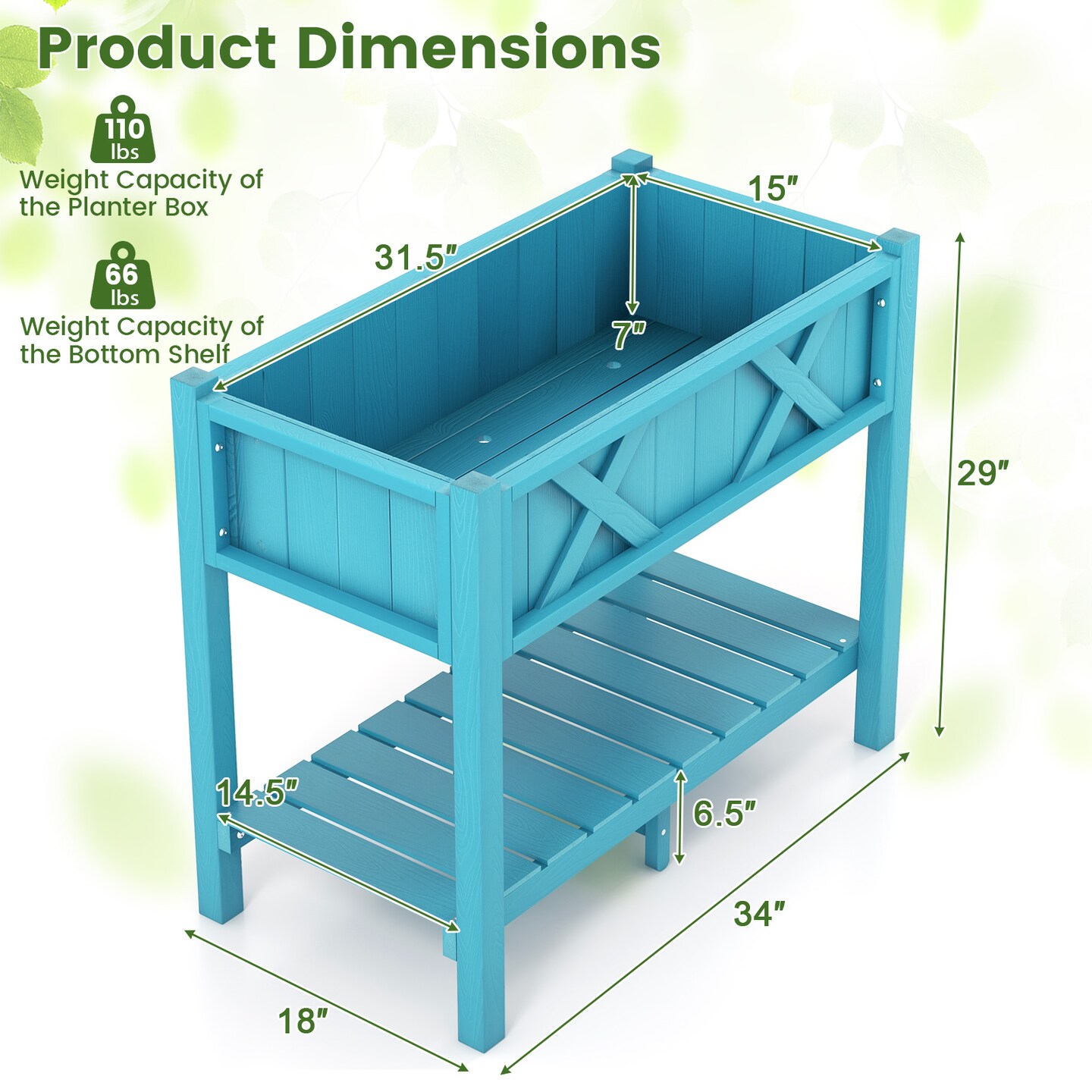 Hips Raised Garden Bed Poly Wood Elevated Planter Box