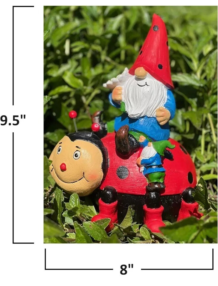 Ladybug Funny Garden Gnome Statue Resin Home Lawn Ornament Sculpture Decor