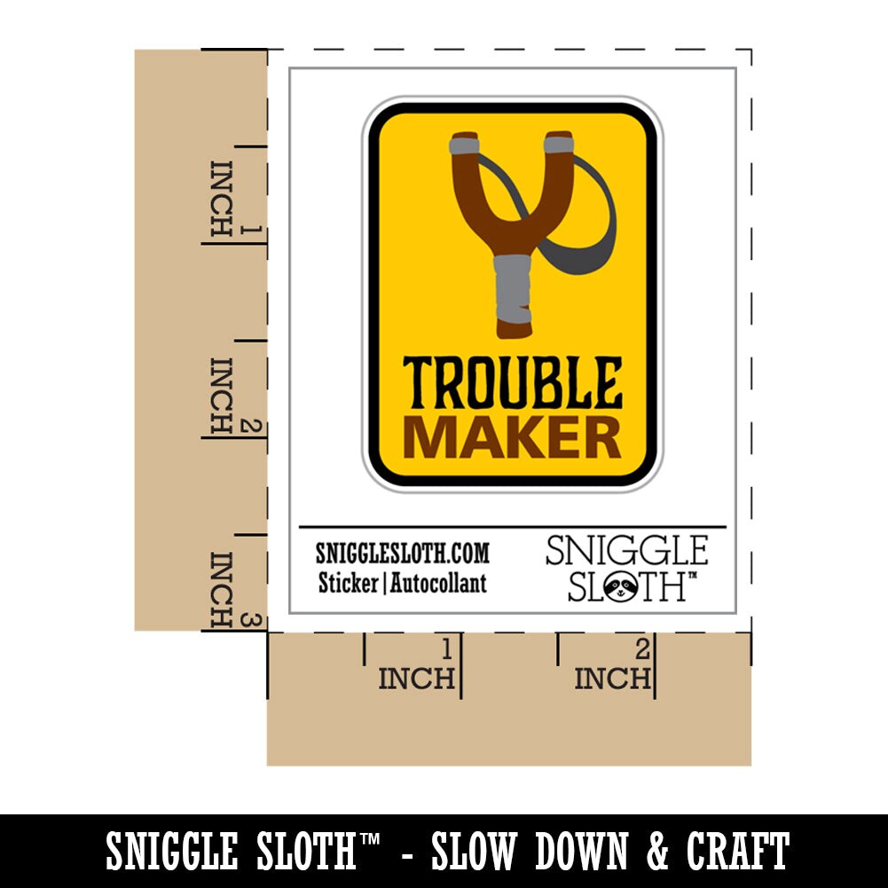 Trouble Maker Slingshot Waterproof Vinyl Phone Tablet Laptop Water Bottle Sticker Set - 5 Pack