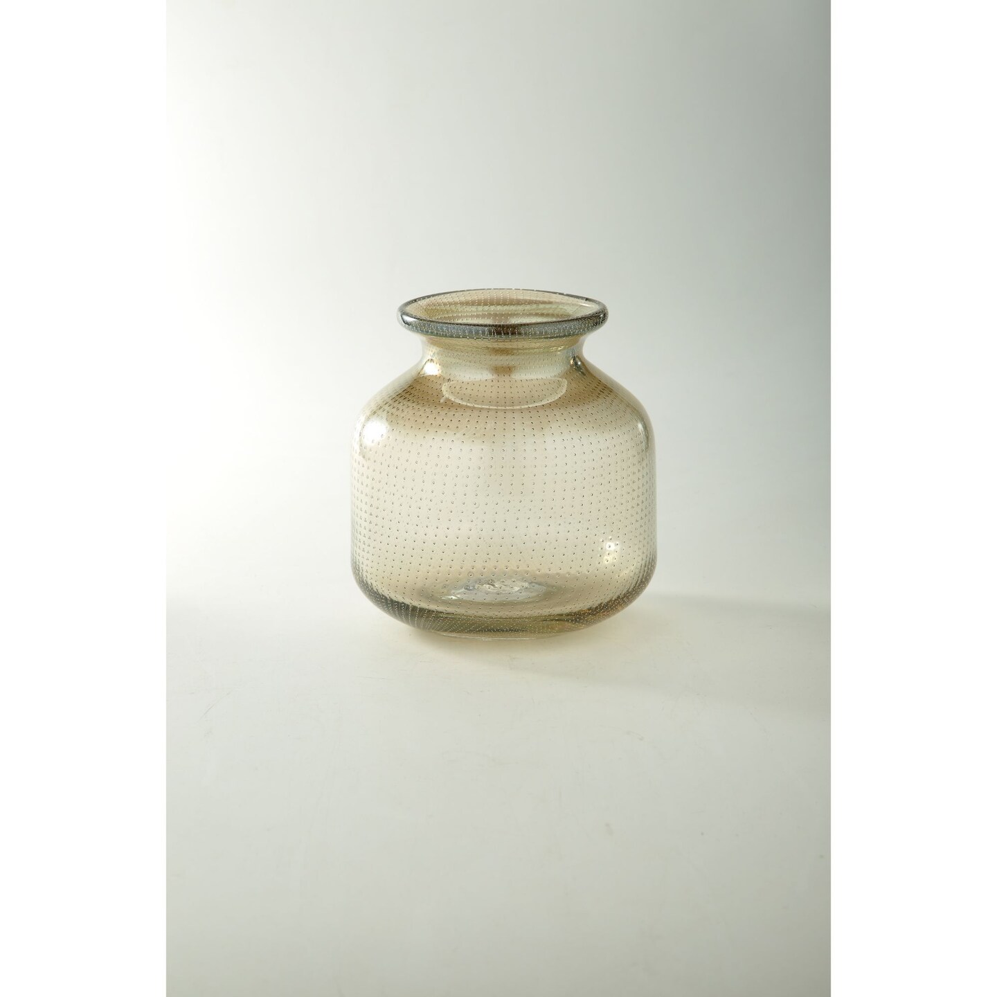 CC Home Furnishings 8" Ivory Dot Pattern Embossed Glass Bud Vase