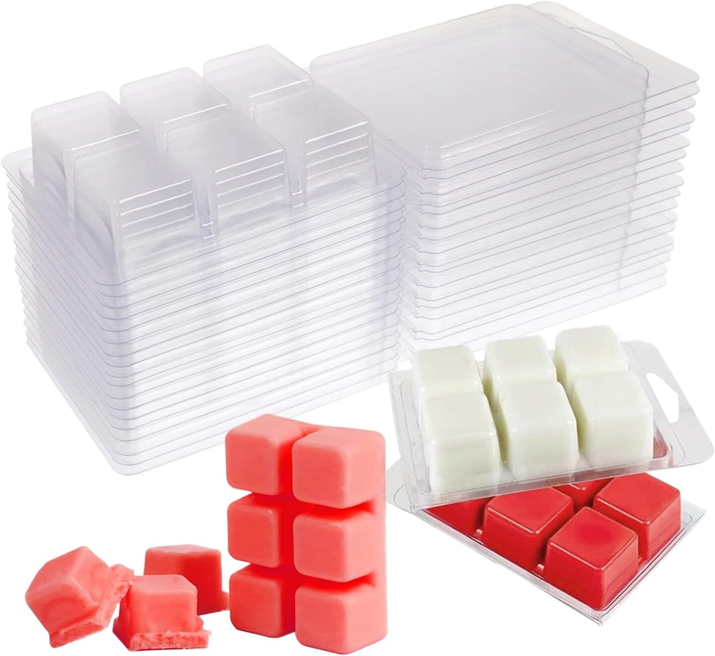 Wax Melt Molds 100 Packs Wax Melt Clamshells 6 Cavity Cubes Clamshells ...