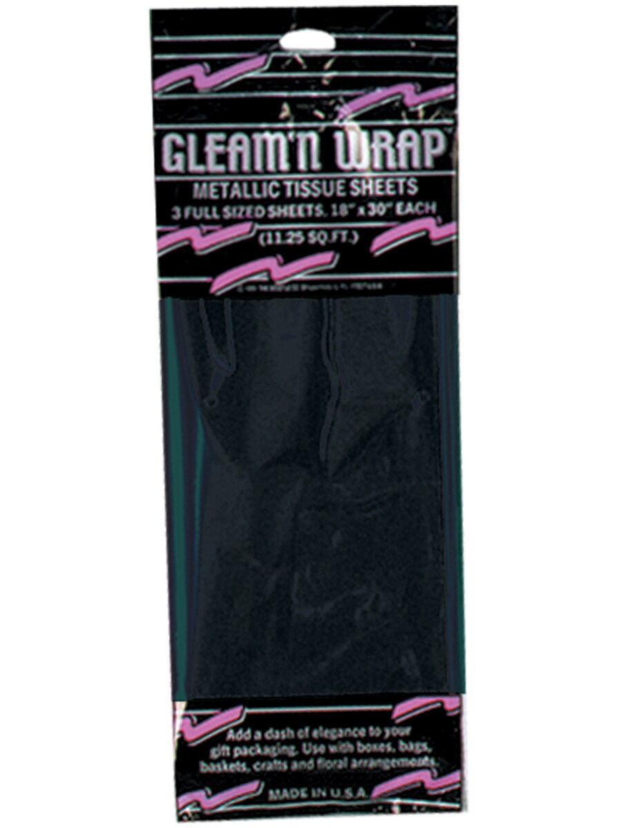 Packaged Metallic Black Tissue Paper Sheets 18&#x22;x30&#x22; Party Decoration