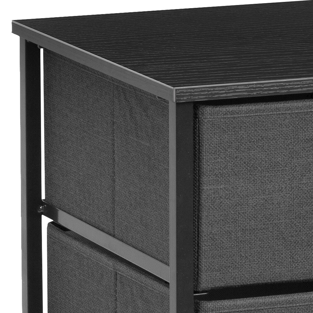 Sorbus Nightstand with 3 Drawers - Furniture Storage for Bedroom, Closet, Office Organization - Steel Frame, Wood Top, Pastel Fabric Bin
