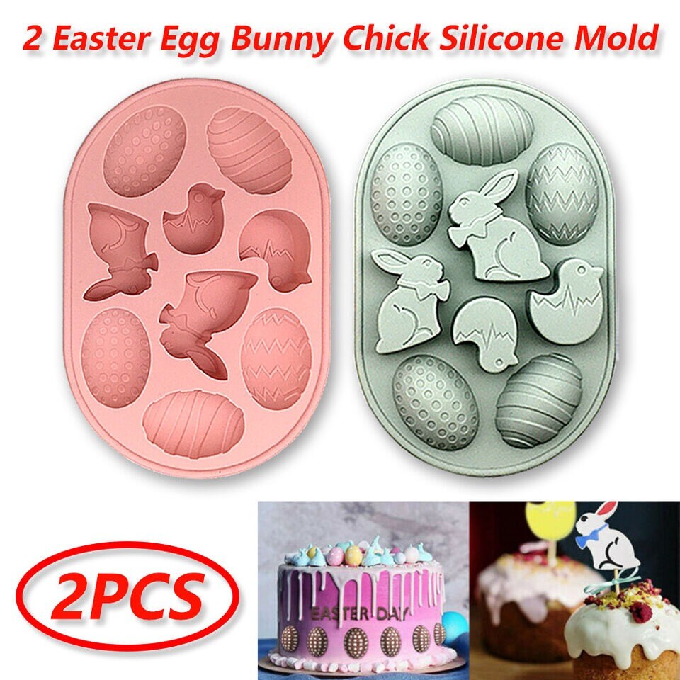 2xEaster Egg Bunny Chick Silicone Mold Handmade Baking Mold for DIY Cake