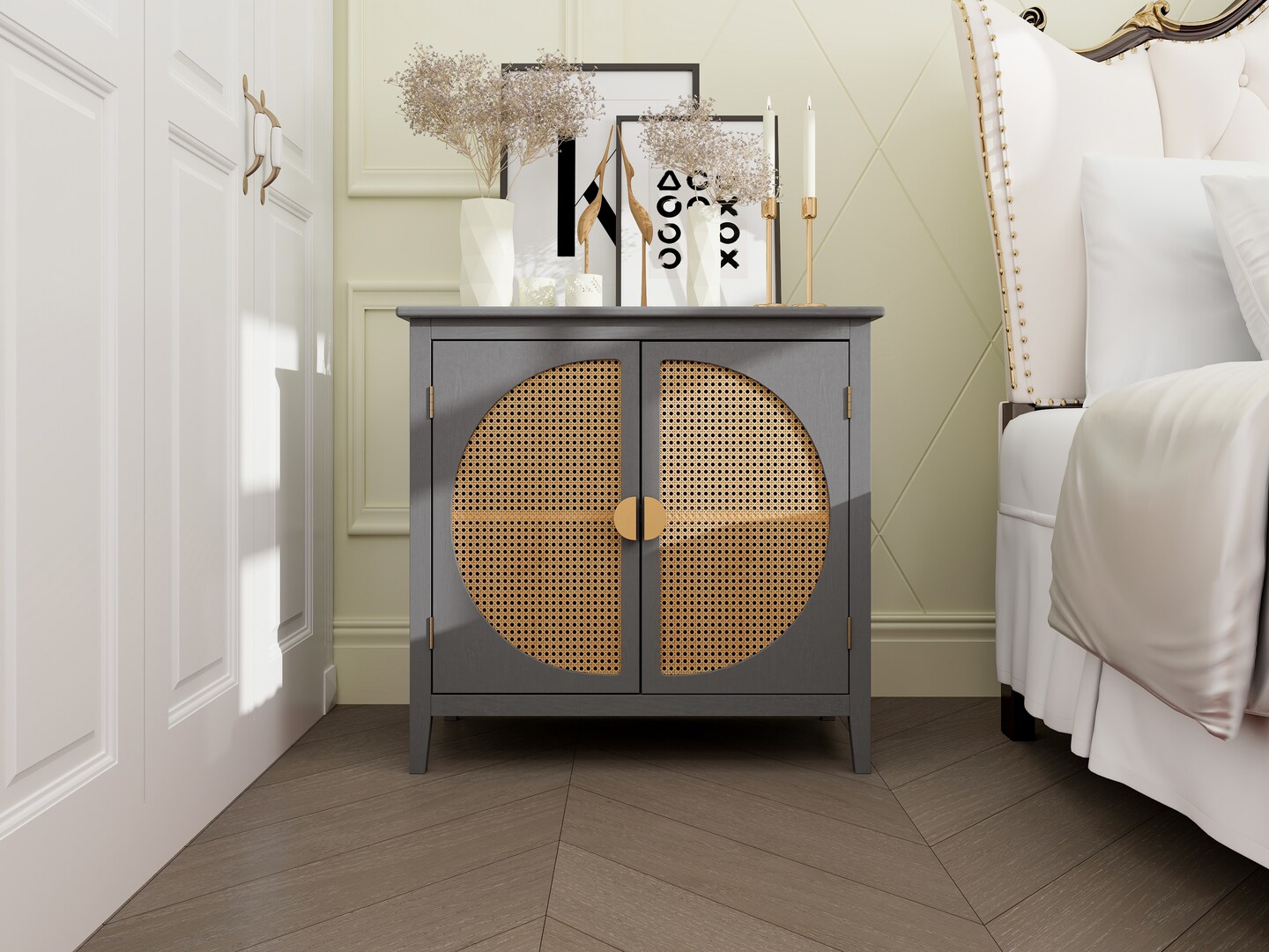 Vintage Rattan 2-Door Cabinet | Elevate Your Space