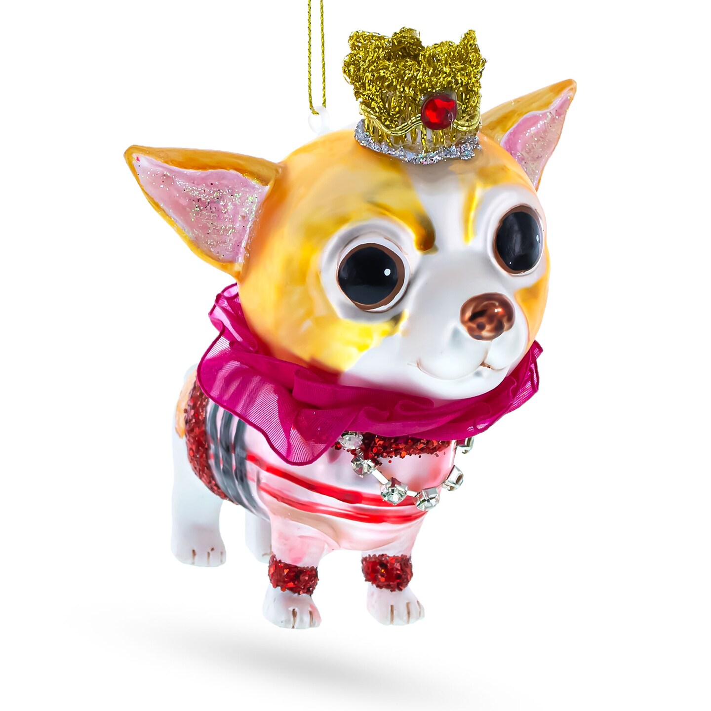 Delightful Chihuahua Blown Glass Christmas Ornament