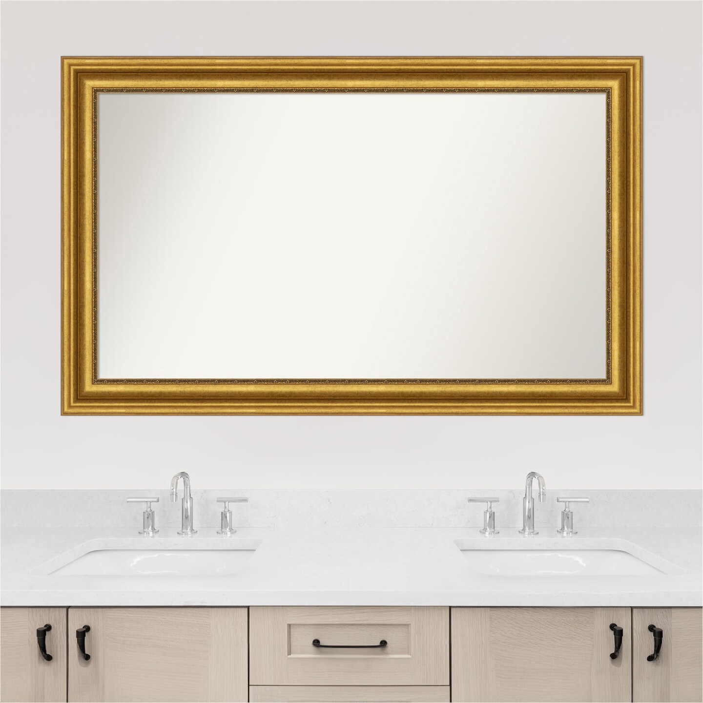 Parlor Gold Non-Beveled Custom Framed Bathroom Vanity Wall Mirror