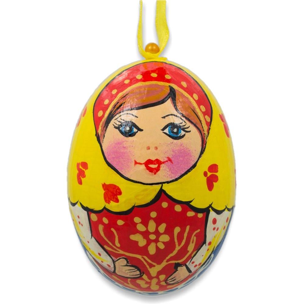 Nesting Doll  Wooden Egg Ornament 3 Inches