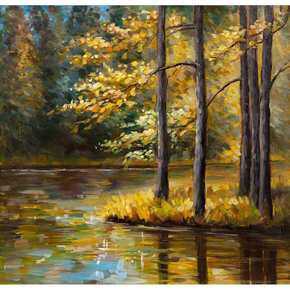 Fall Landscape By The Water Poster Print By Atelier B Art Studio