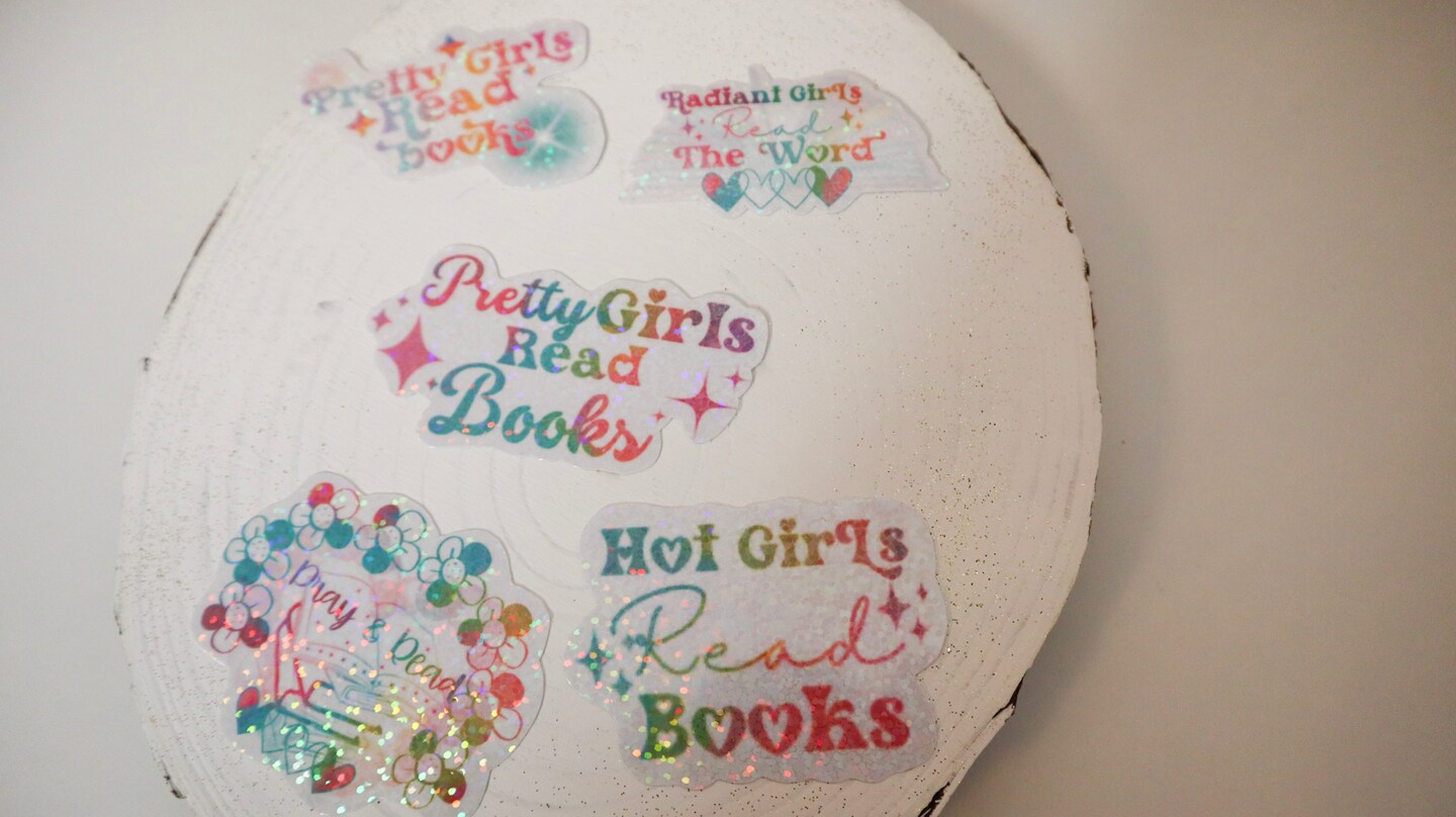 Pretty Girls Read Books Sticker - Bookish Accessory, Handmade Girly Bookmark, Book Lovers' Club Gift product 7