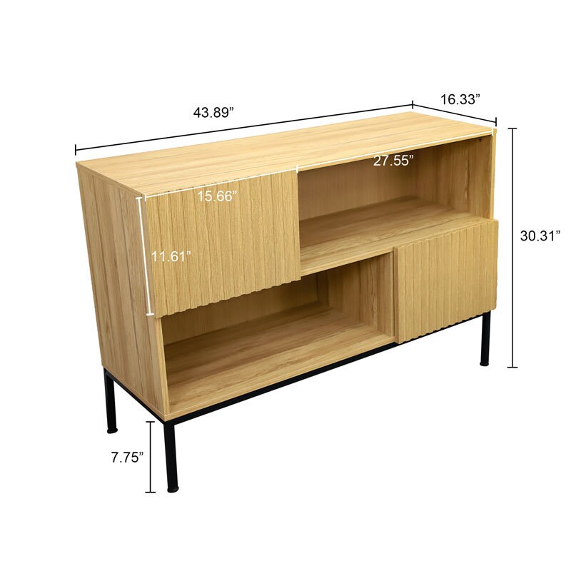 Modern Sideboard Buffet with Unique Wavy Grain Doors - 63.8 | Stylish Storage Solution