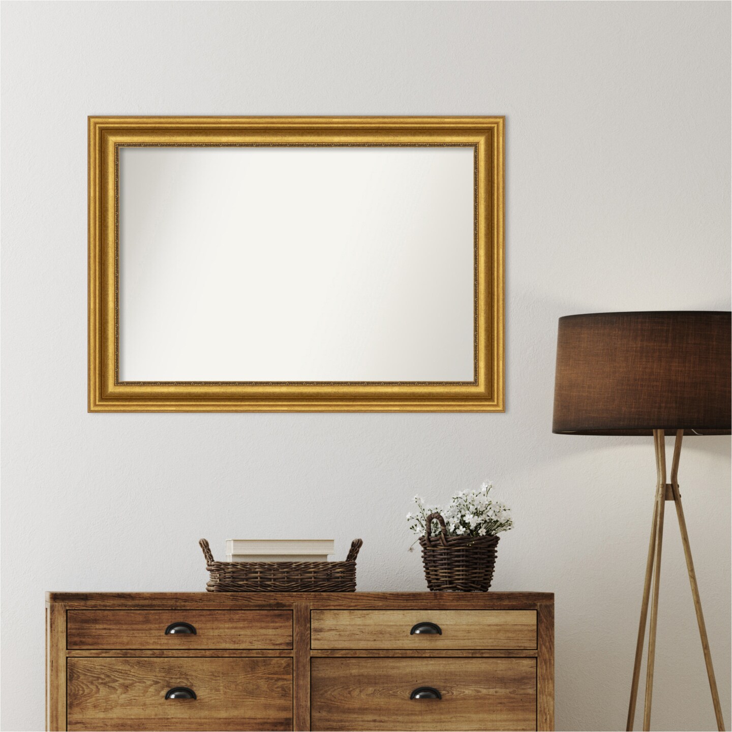 Parlor Gold Non-Beveled Custom Framed Bathroom Vanity Wall Mirror