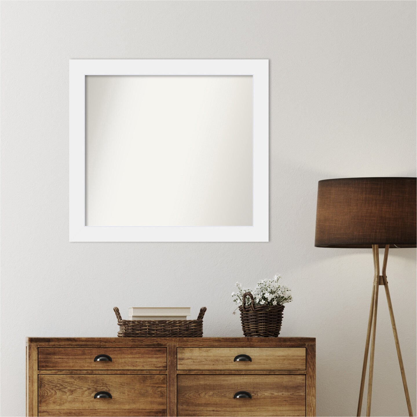 Corvino White Non-Beveled Custom Framed Bathroom Vanity Wall Mirror