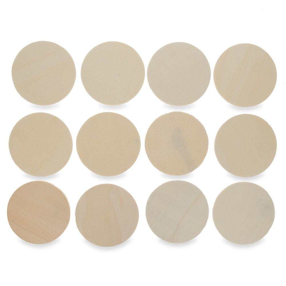 12 Circles Unfinished Wooden Shapes Craft Cutouts DIY Unpainted 3D Plaques 3 Inches