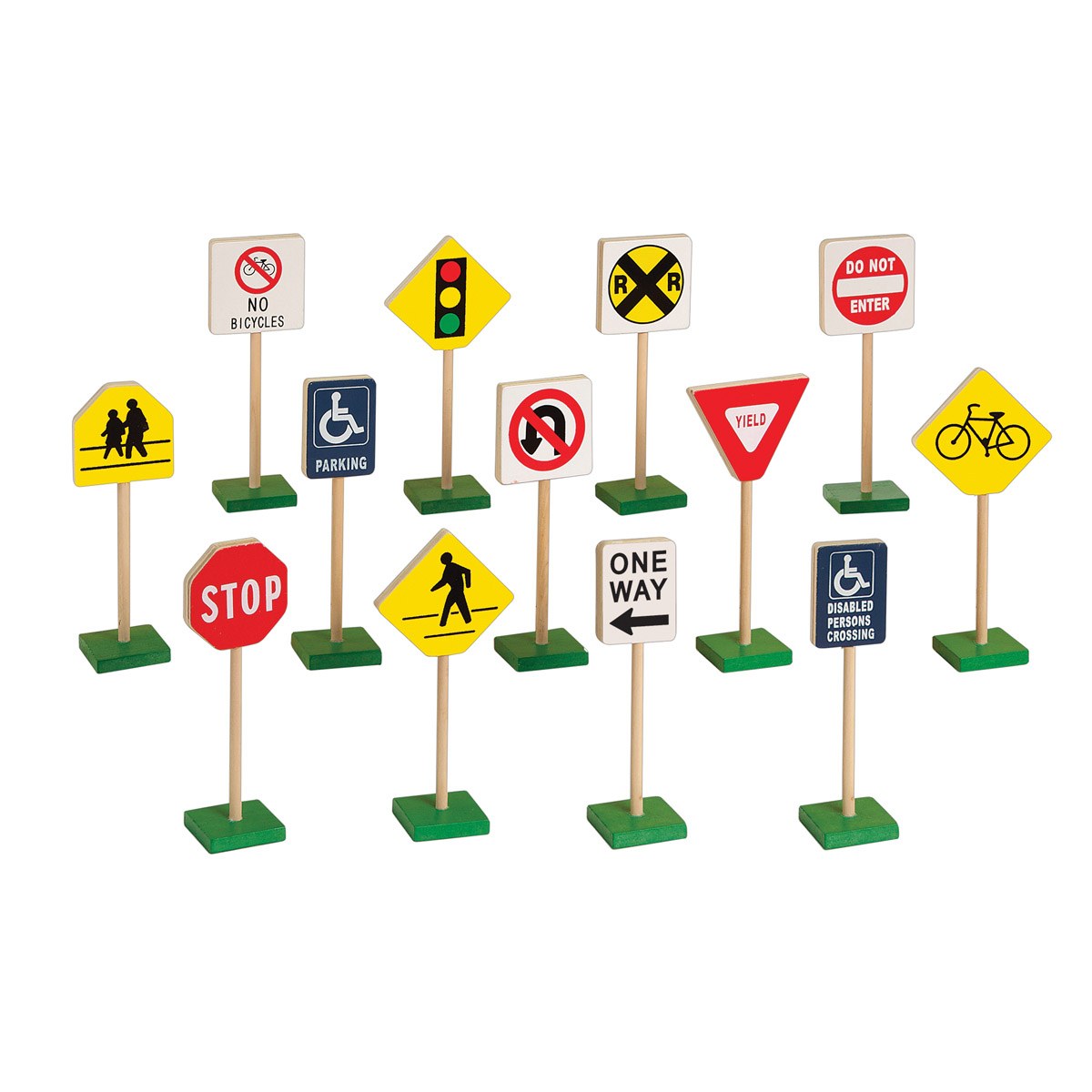 Guidecraft Miniature Traffic Signs 7&#x22; High 13 Pieces