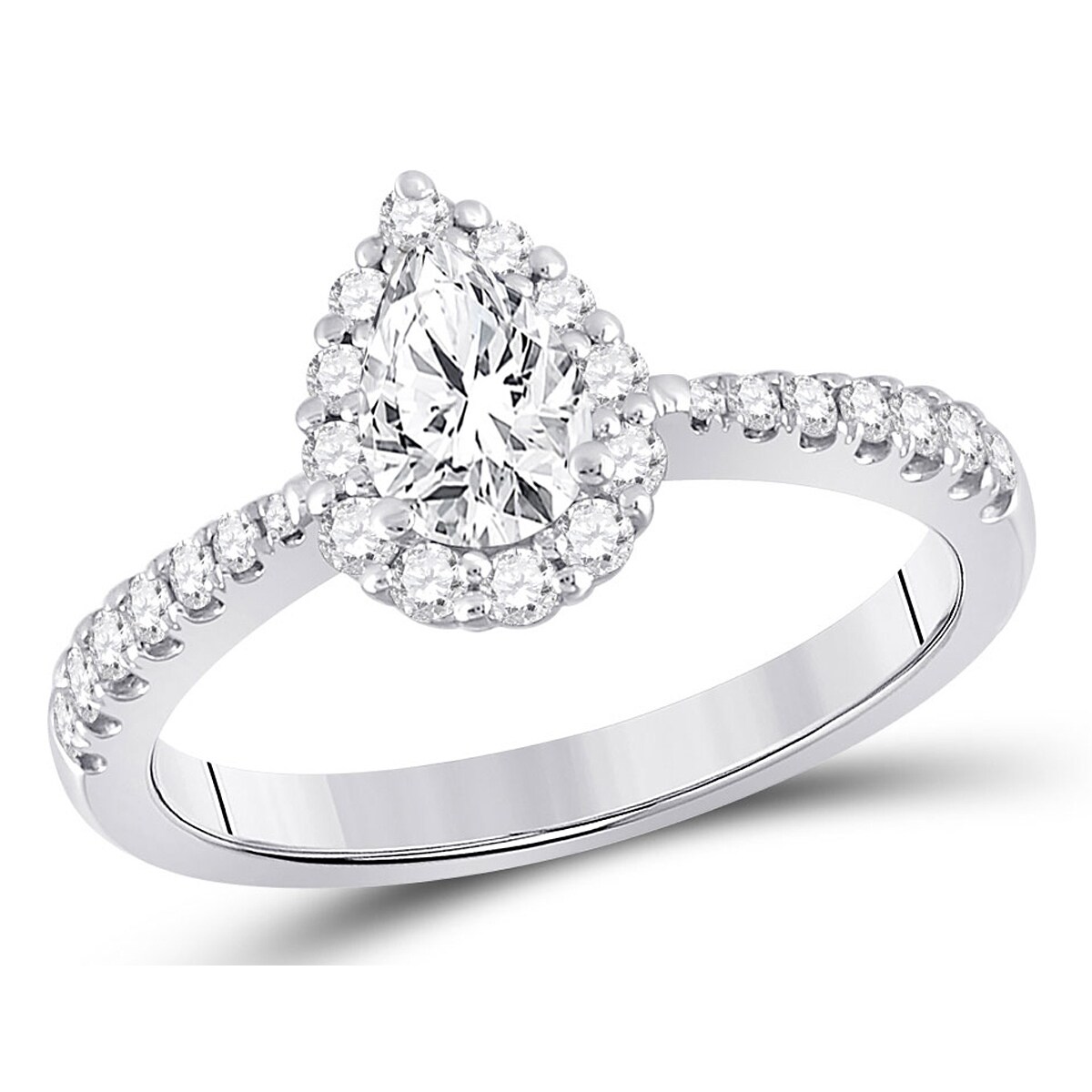 Gem And Harmony 1/2 Carat (ctw G-H I1) Pear-Cut Diamond Engagement Ring in 14K White Gold