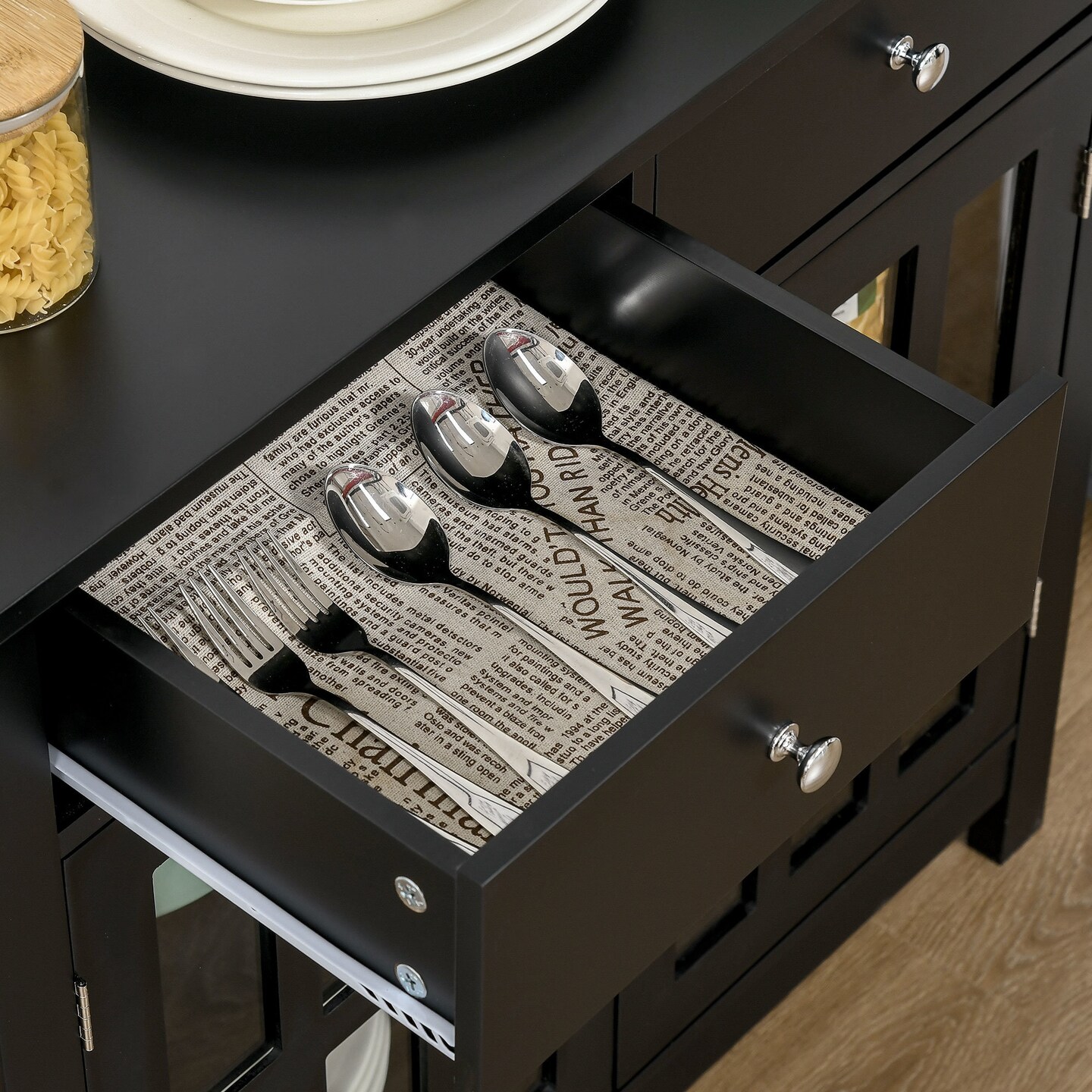 Stylish Glass-Door Buffet Cabinet | 56.1 | Streamline Your Space