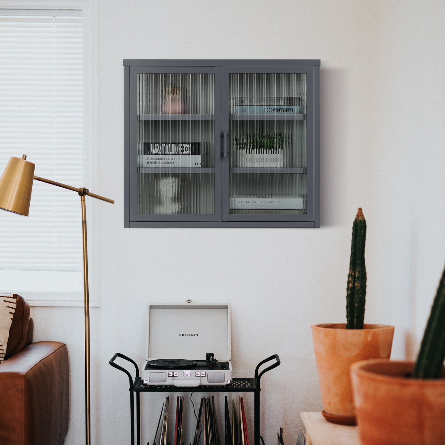 Vintage Style Double Glass Door Wall Cabinet | Elevate Your Space