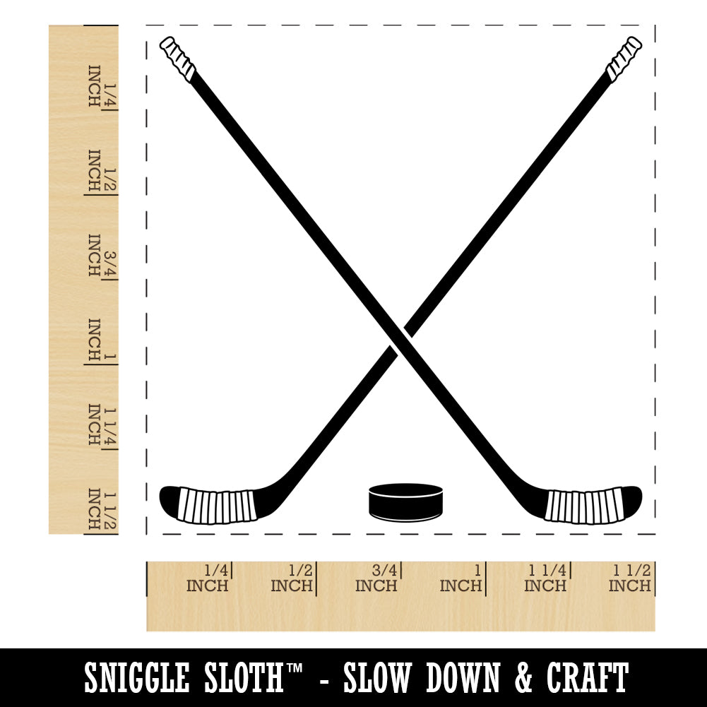 Crossed Hockey Sticks with Puck Self-Inking Rubber Stamp Ink Stamper