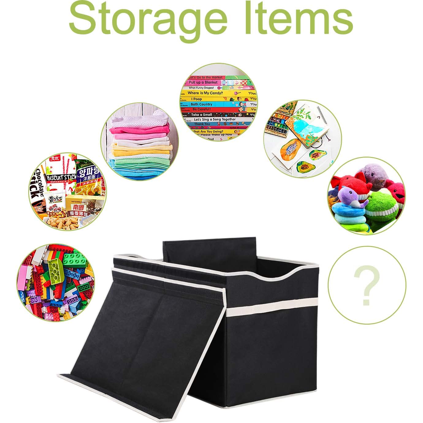 Toy Box Chest, Collapsible Sturdy Storage Bins with Lids, Extra Large Kids Toy Storage Organizer Boxes Bins Baskets for Kids, Boys, Girls, Nursery Room, Playroom, Closet (BLACK)