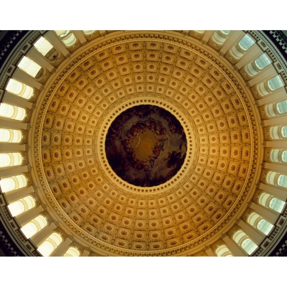 Architectural Details Of The Ceiling Of Capitol Building Rotunda Washington Dc Usa Poster Print (36 X 29)