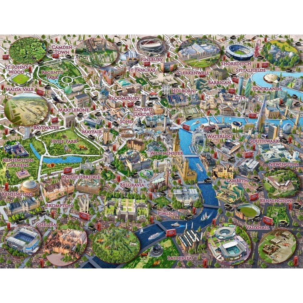 London Landmarks Poster Print By Adrian Chesterman