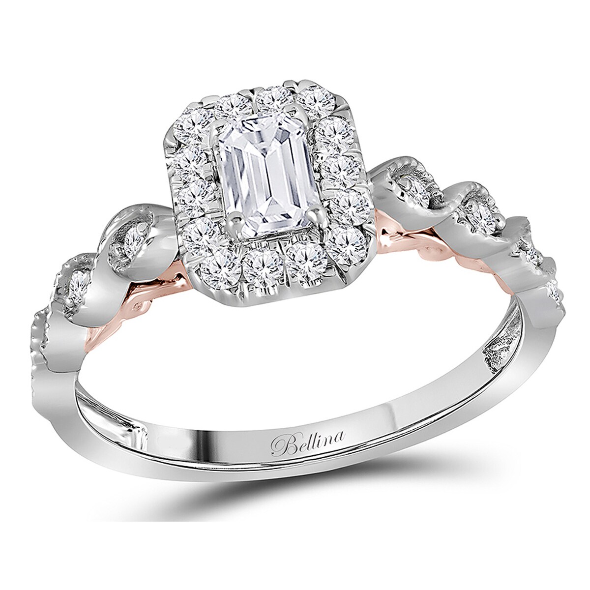 Gem And Harmony 7/10 Carat (ctw G-H SI2-I1) Emerald Cut Diamond Engagement Ring in 14K White Gold