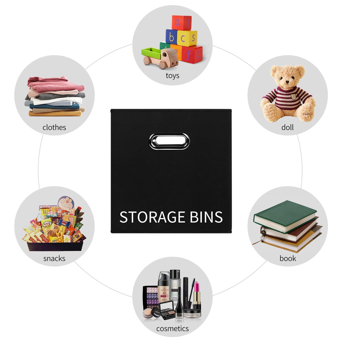 3 Pieces Black Fabric Cubes Storage Containers ,Foldable Storage Bins Cubes Organizer Baskets with Dual Handles for Shelf Closet ,(Black)