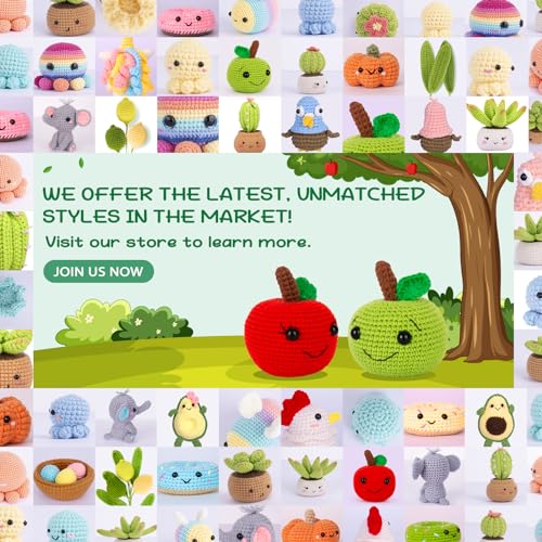 Crochet Kit for Beginners, Beginner Crochet Starter Kit with Step-by-Step Video Tutorials, Learn to Crochet Kits for Adults Kids, DIY Knitting Supplies, Apple Couple (40%+ Yarn)