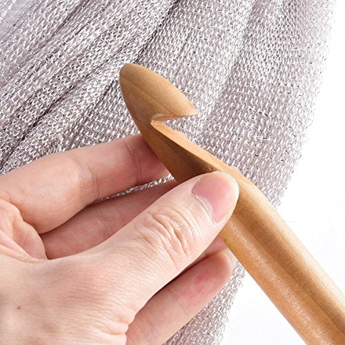 15 Pieces Wooden Bamboo Crochet Hooks Set Handcrafted Knitting Needles Weave Yarn Craft, 3 to 25 mm in Diameters
