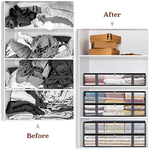 2 Pieces Storage Bags, Clothes Storage,Under bed Storage Containers With Durable Handles,Large Capacity Storage Bins,Foldable Storage Organizers For Clothes,Bedding and Toys-75L/Grey