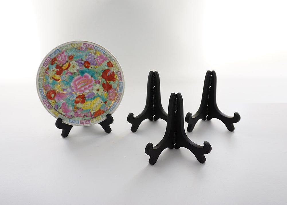 Artliving Black 4" Wood-Like Plastic Easels Plate Display Stands Picture Frame Stand Holder-Set of 4