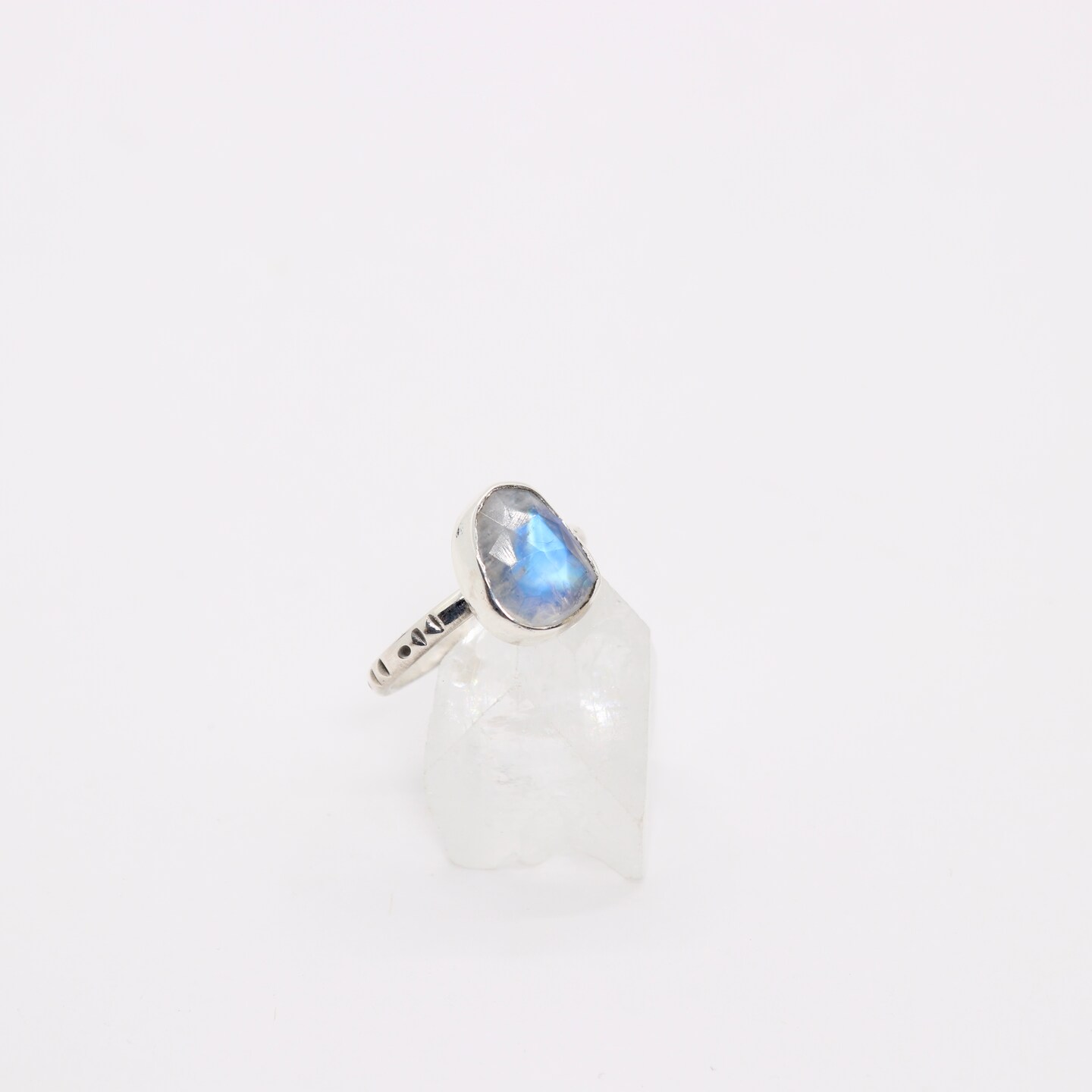 Boho Moonstone Ring, Natural Stone Statement Jewelry in Sterling Silver, Bohemian Crystal Ring, Unique Small Batch Artisan Made, Size 9 Ring product 3
