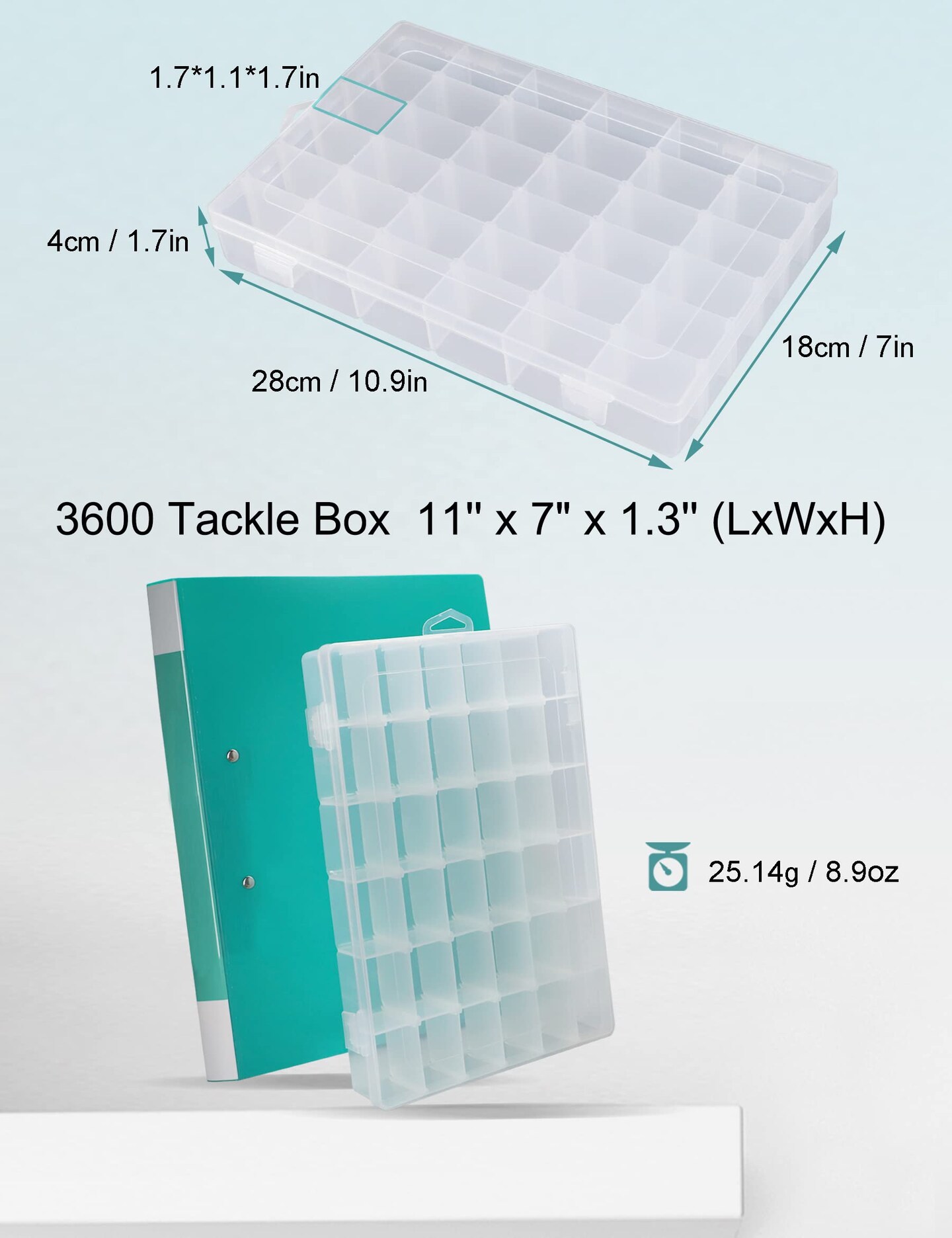 2 Pieces Bead Organizer 3600 Tackle Box Organizer Clear Organizer Box 36 Grids Plastic Craft Organizer Jewelry Sewing Storage Box with Dividers