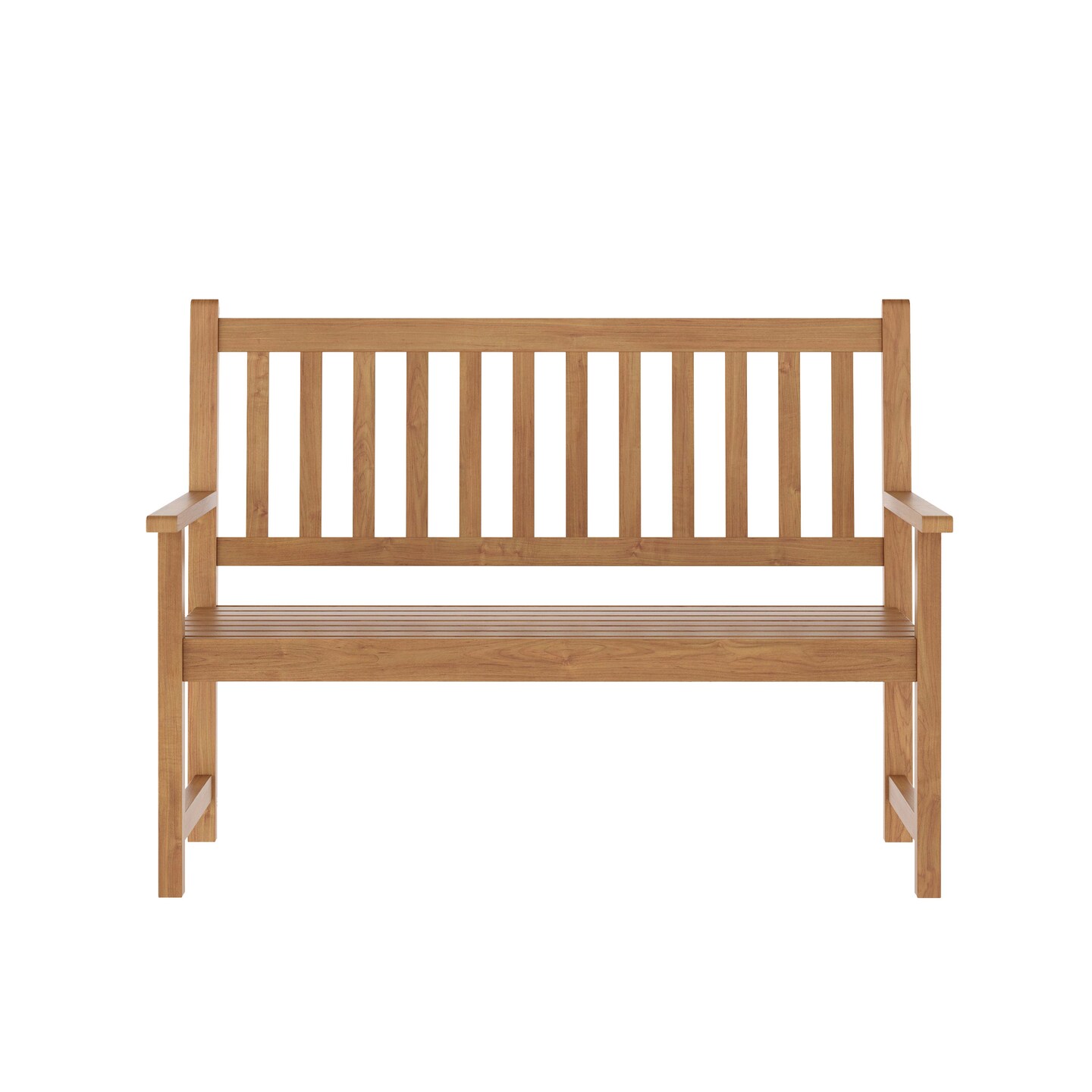 Merrick Lane Andover Indoor/Outdoor Patio Bench/Dual-Person Loveseat with Slatted Acacia Wood Design for Use in Sunroom, Backyard, Porch, or Garden