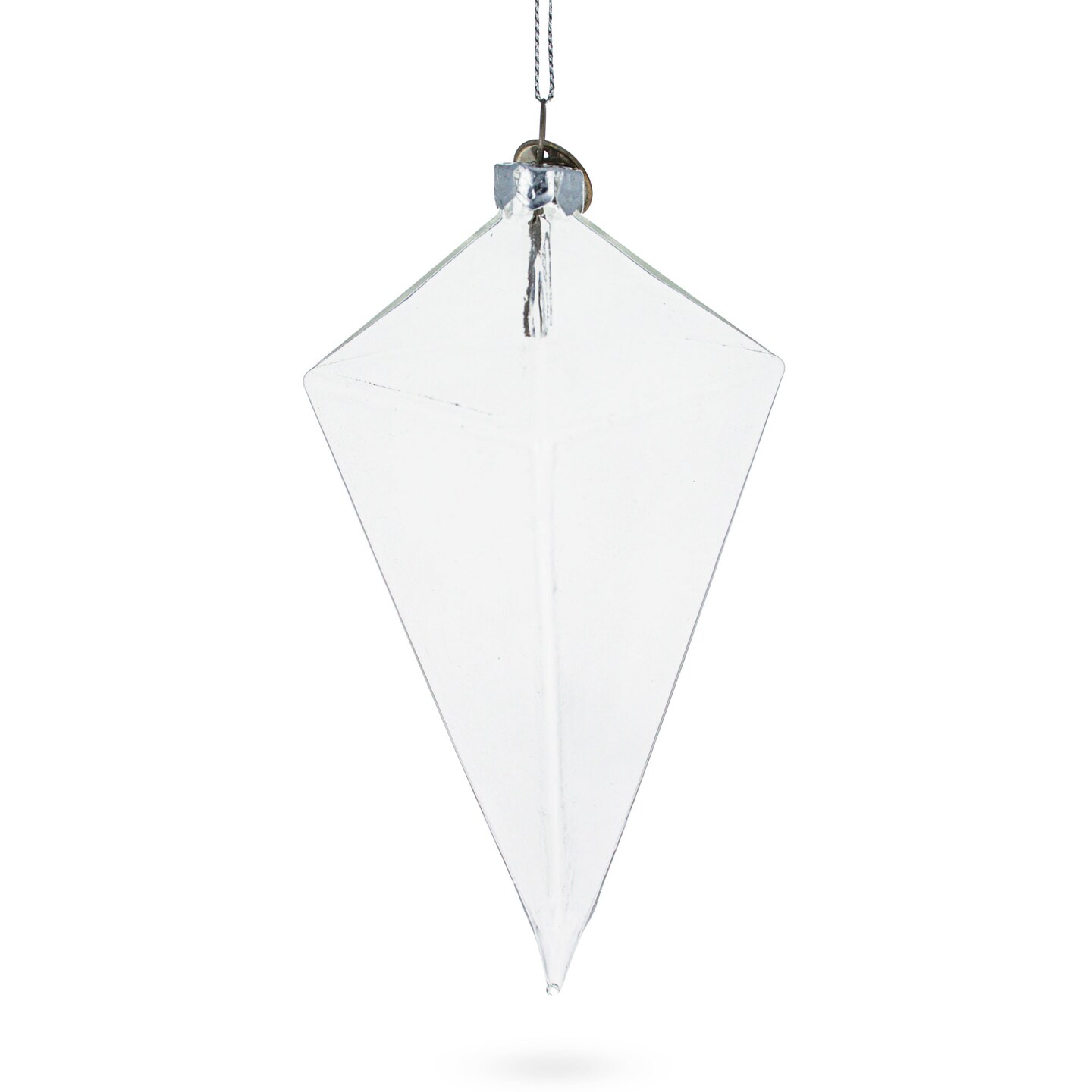 Diamond Shape Clear Glass Christmas Ornament 3.6 Inches